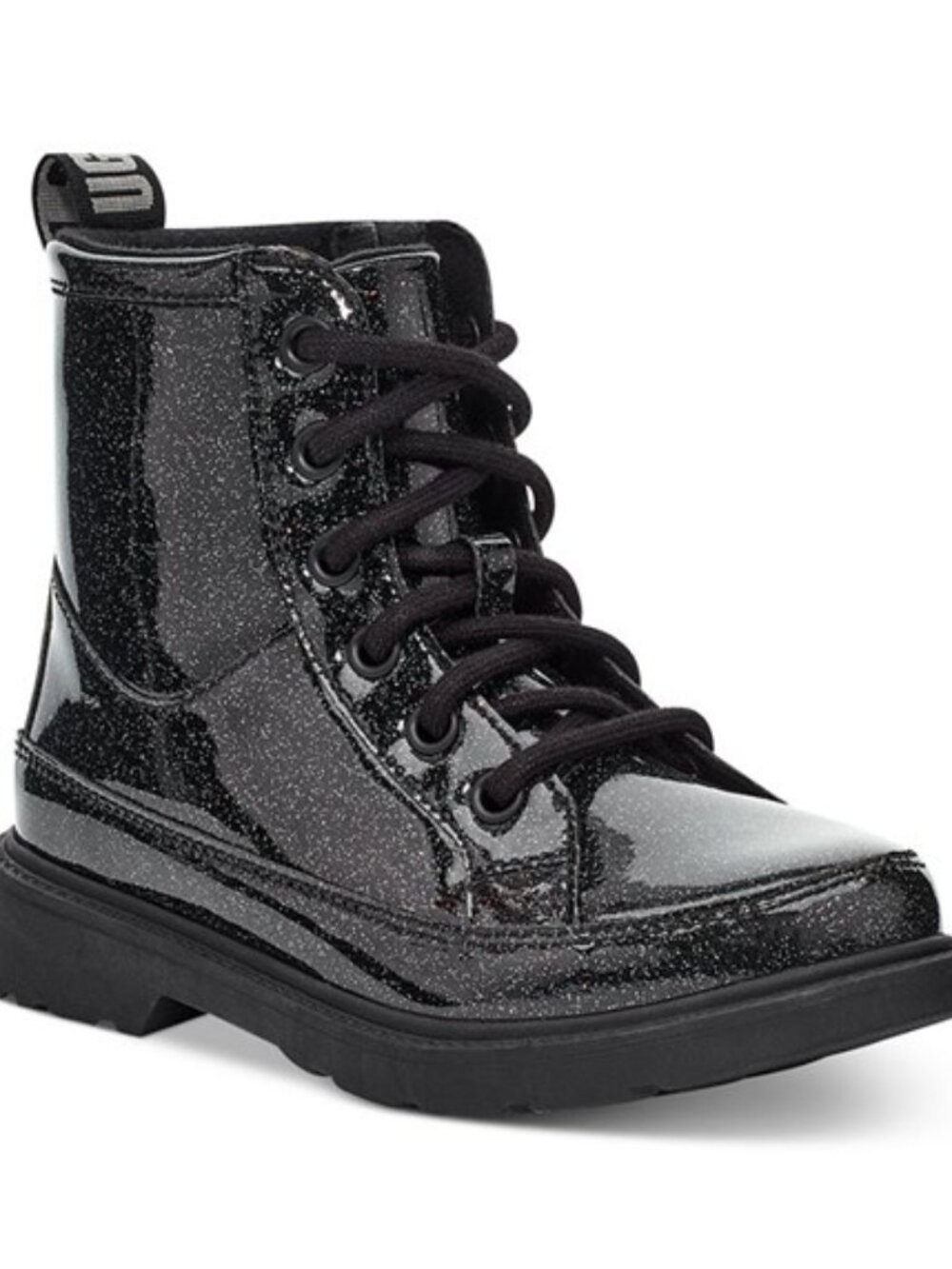 UGG Robley Glitter Booties Combat Boots Black Big Kids Size 6 Womens 7 EU 38 NEW